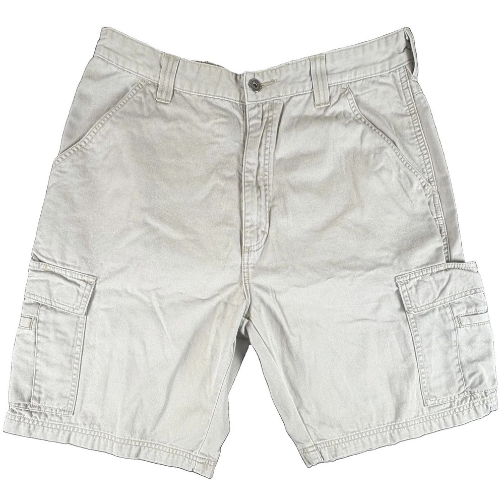 Wrangler Shorts Mens 34 Beige Cargo Canvas Relaxed Fit 10 Inseam Casual Summer